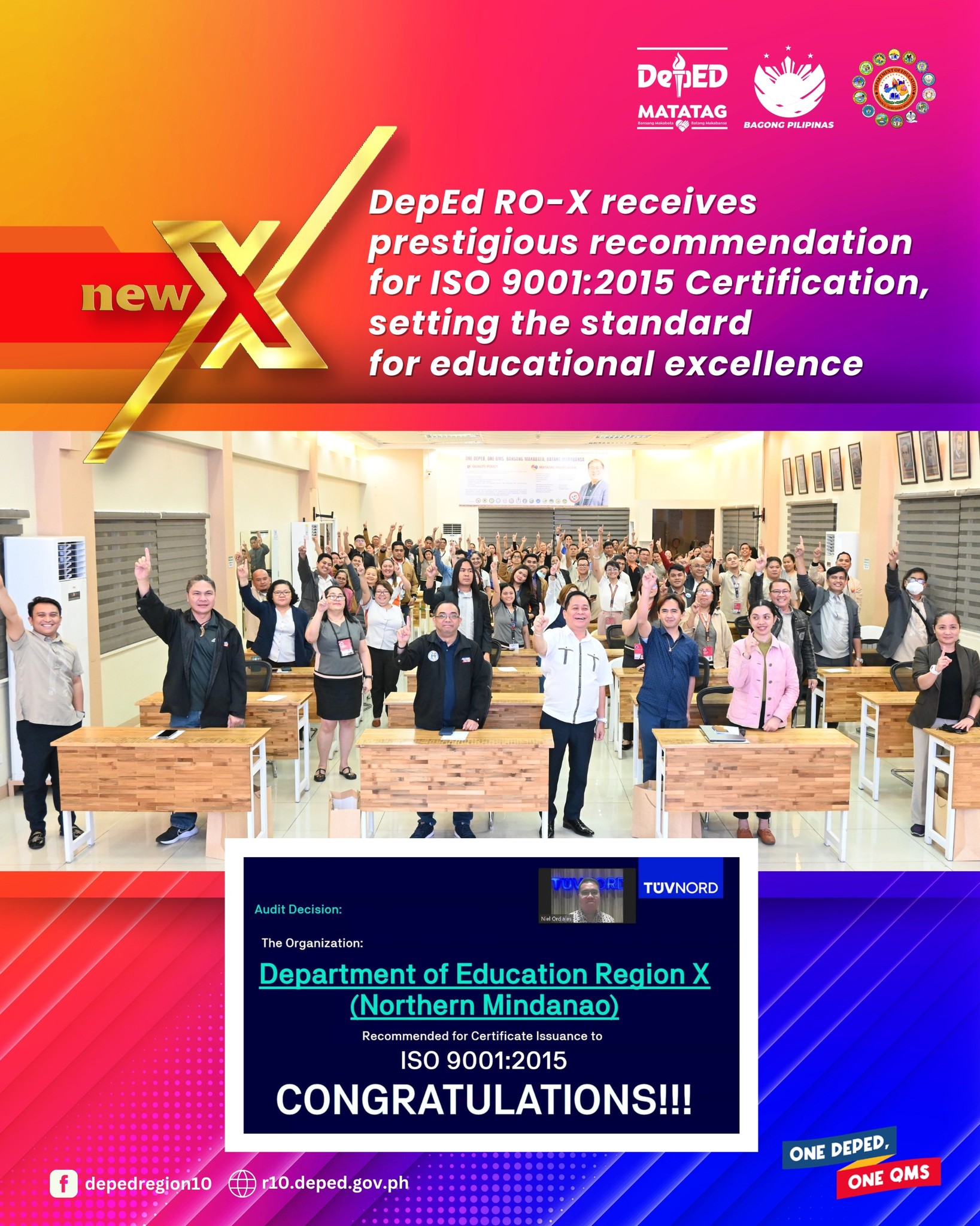 DepEd RO-X receives prestigious recommendation for ISO 9001:2015 Certification, setting the standard for educational excellence